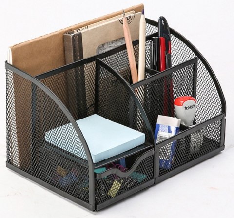 Przybornik na biurko, metal, siatka, czarny KF17295 Q_CONNET Q-Connect