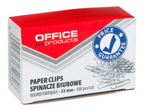 Spinacze okrągłe , 33mm, 100szt., srebrne, typu OFFICE PRODUCTS 18083315-19 Office Products