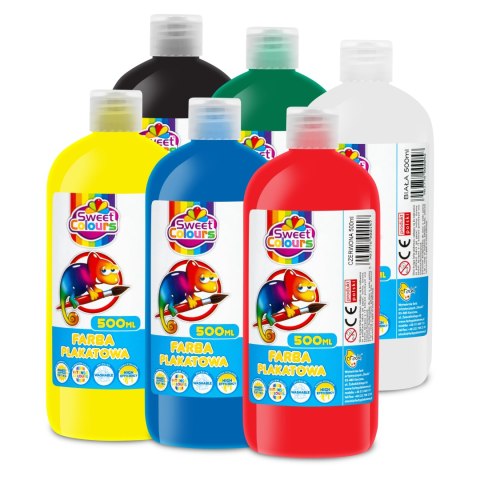 Zestaw 6 farb plakatowych w butelkach 500ml mix kolorów Sweet Colours 60553 OTOCKI Otocki