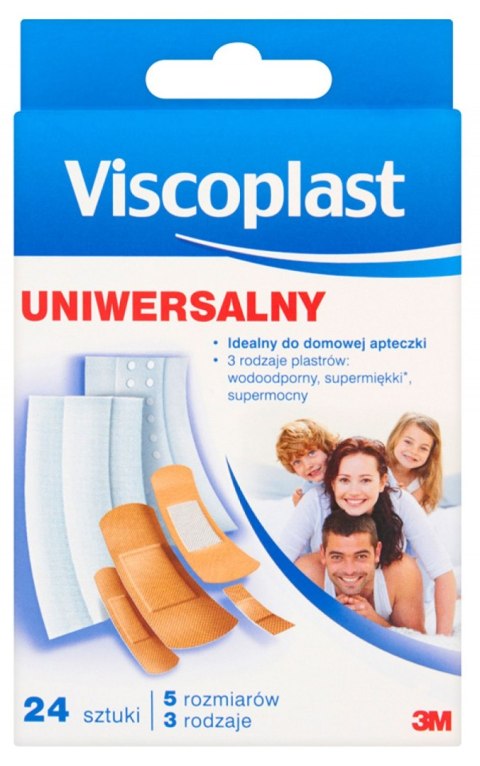 Zestaw plastrów VISCOPLAST, 24szt., 3rodzaje/5rozmiarów UNIWERSALNE YP201111603 Viscoplast 3M