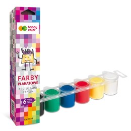 Farba plakatowa tempera, 6 kol x 25ml, Happy color HA 3310 0025-K6 Happy Color