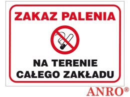 Naklejka ZAKAZ PALENIA NA TERENIE CAŁEGO ZAKŁADU ZZ-51P/F 250X350 Reis