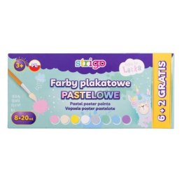 Farby plakatowe pastelowe LENKA 8 kolorów SSC147 Strigo