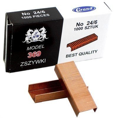 Zszywki miedziane 24/6, do 25 kartek, 10 000 szt. GRAND 110-1422 Grand Zszywki miedziane 24/6, do 25 kartek, 10 000 szt. GRAND 110-1422 Grand