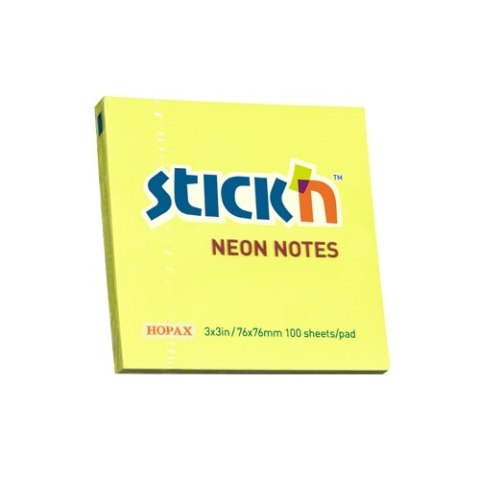 Bloczek STICKN 76x76mm żółty neonowy 100k 21133 STICKN StickN