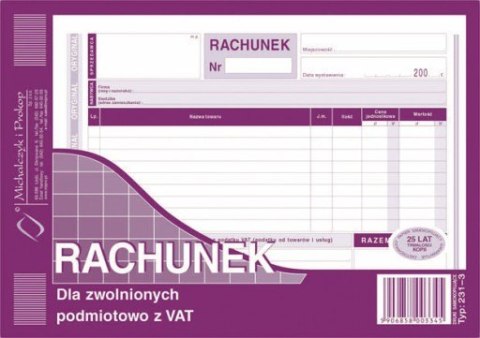 Rachunek_dla zwolnionych podmiotowo z VAT (o+1k) 231-3 Michalczyk i Prokop Michalczyk i Prokop
