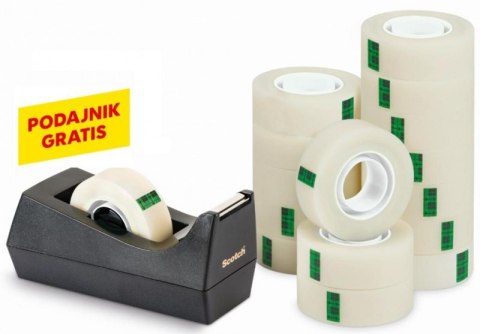 Taśma biurowa SCOTCH Magic Greener Choice (9-1933R14C38), matowa, 19mm, 33m, 14szt., podajnik C-38 GRATIS Scotch 3M