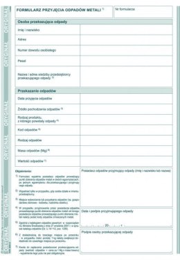 Formularz przyjęcia odpadów metali E03-3 A5 80 stron, MICHALCZYK&PROKOP Michalczyk i Prokop
