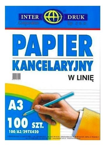 Papier kancelar.A3 linia (100) INTERDRUK Interdruk Papier kancelar.A3 linia (100) INTERDRUK Interdruk