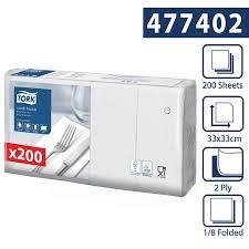 Serwetki Tork Advanced 33x33 kolor biały, celuloza 200 szt/op 477402 2 warstwy Tork