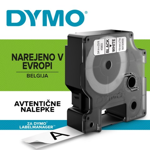 Taśma DYMO D1 - 19 mm x 7 m, czarny / biały S0720830 do drukarek etykiet Dymo