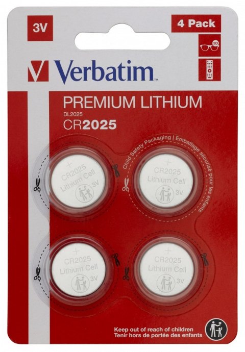 Baterie VERBATIM LITHIUM CR2025 BLISTER 4szt. 49532 Verbatim Baterie VERBATIM LITHIUM CR2025 BLISTER 4szt. 49532 Verbatim