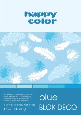 Blok Deco Blue A4, 170g, 20 ark, 5 kol. tonacja niebieska, Happy Color HA 3717 2030-032 Happy Color