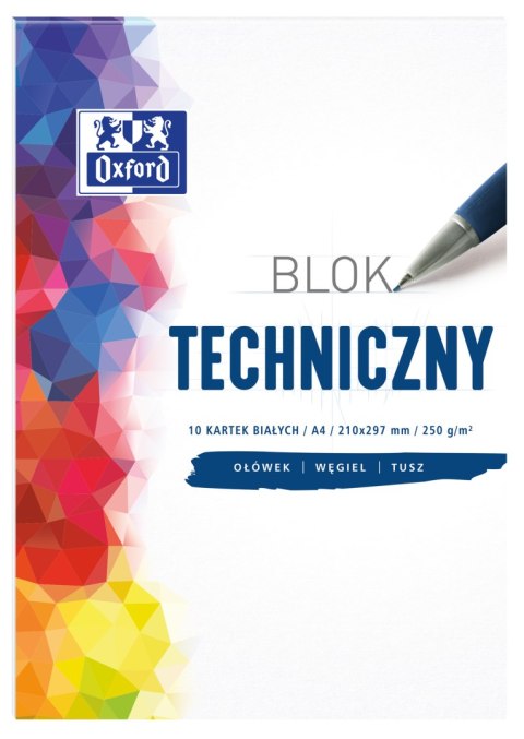 Blok techniczny OXFORD A4 10k 250G biały 400093199 Oxford
