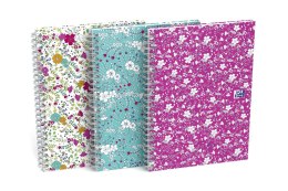 Kołonotatnik B5 60 kartek, kratka / tagi, FLORAL, OXFORD, 400094955 Oxford