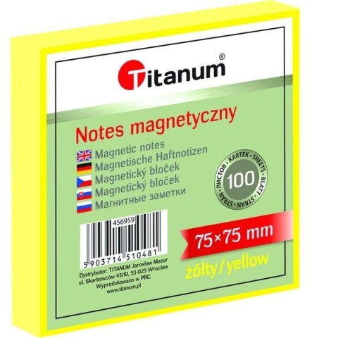 Notes elektrostatyczny 75x75mm 100k żółty 456959 TITANUM bloczek Titanum