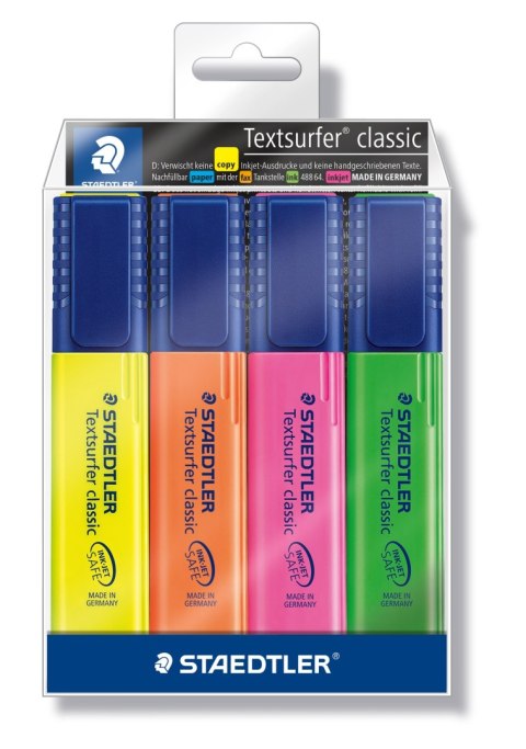 Zakreślacz Textsurfer classic, 4 kol. (1, 23, 4, 5) w etui, Staedtler S 364 WP4 Staedtler