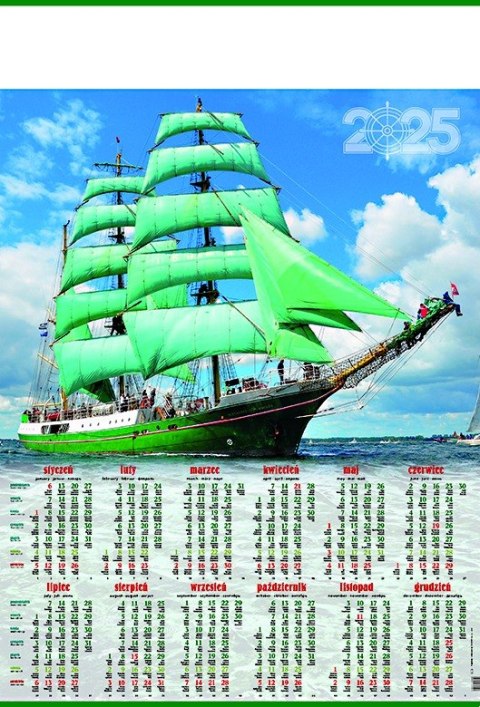 Kalendarz Plakatowy B-1, P08 - ŻAGLOWIEC 2025 TELEGRAPH Telegraph