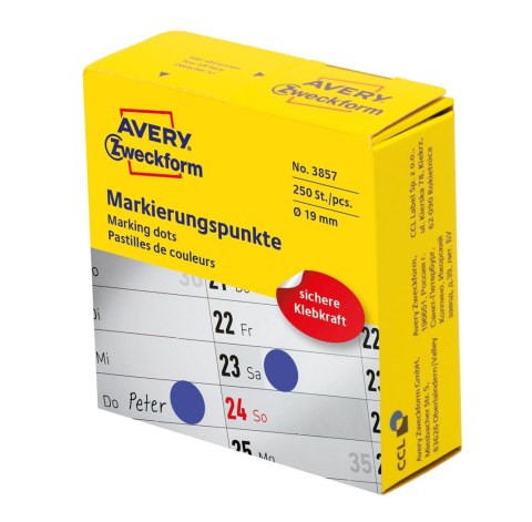 Kółka do zaznaczania niebieskie 3857 Q19 w rolce Avery Zweckform Avery Zweckform Kółka do zaznaczania niebieskie 3857 Q19 w rolce Avery Zweckform Avery Zweckform