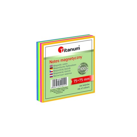 Notes elektrostatyczny 75x75mm 100k mix kolorów 456960 TITANUM bloczek Titanum Notes elektrostatyczny 75x75mm 100k mix kolorów 456960 TITANUM bloczek Titanum